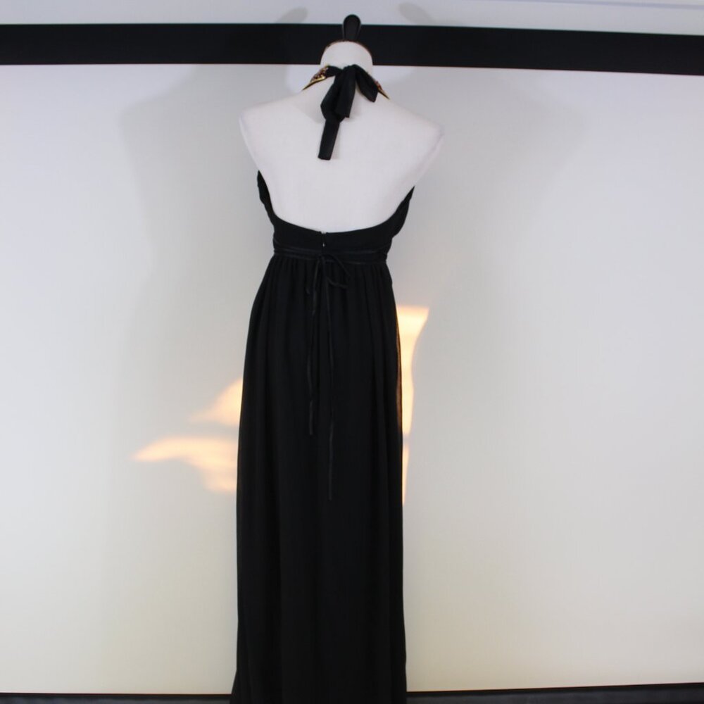 ABS Essentials by Allen Schwartz Beaded Halter Maxi‎ Dress Black Size 8 - Picture 7 of 14